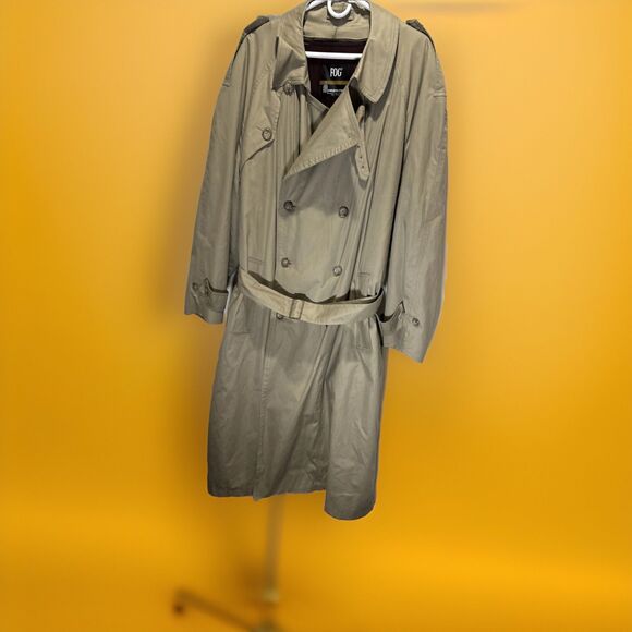 London Fog Trench Coat 46L London Town Co Flannel Liner Double Breasted Belted - Picture 1 of 16